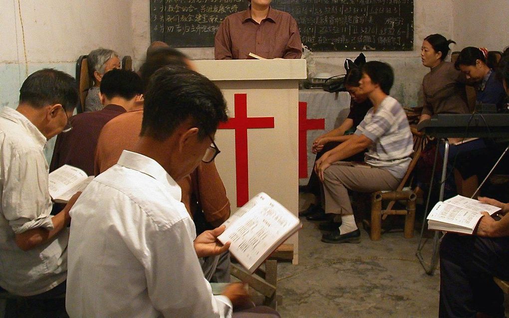 Een kleine huiskerk in het dorpje Wuhu, China. beeld EPA, Karl Goh