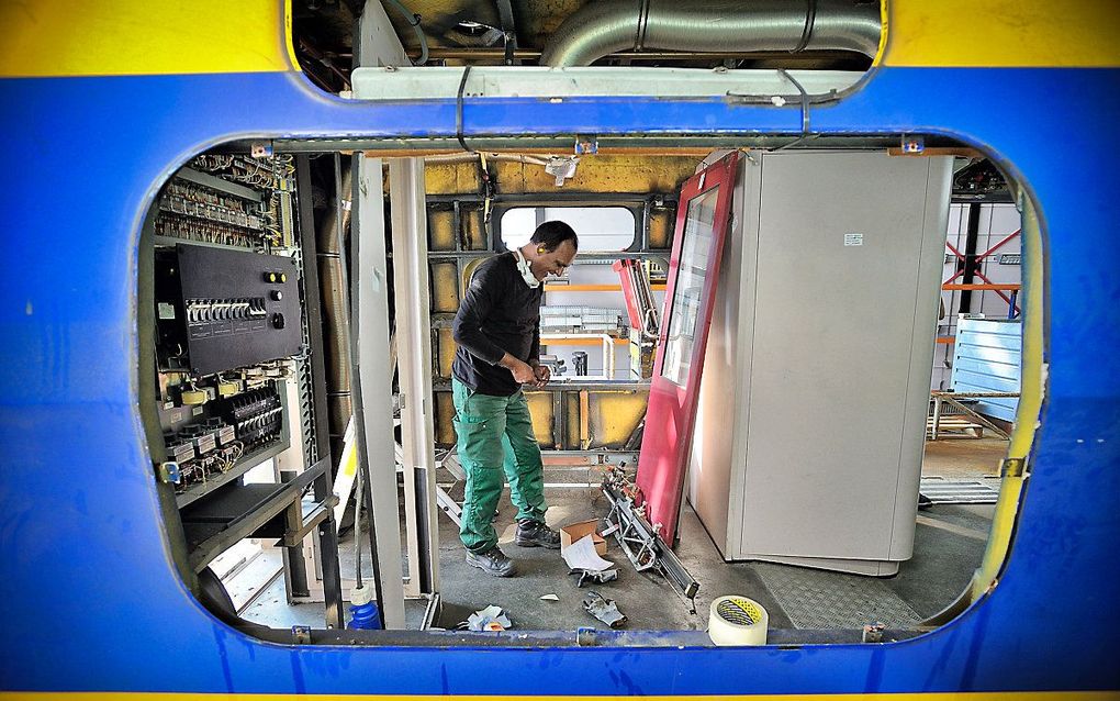 Een treinwerkplaats in Haarlem. Op een NS-werkplaats in Tilburg werden mensen blootgesteld aan het giftige en mogelijk kankerverwekkende chroom-6. beeld ANP