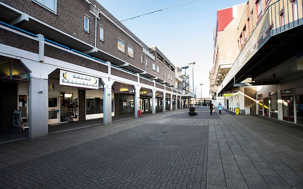 Een lege winkelstraat in Lelystad. beeld ANP, Jeroen Jumelet