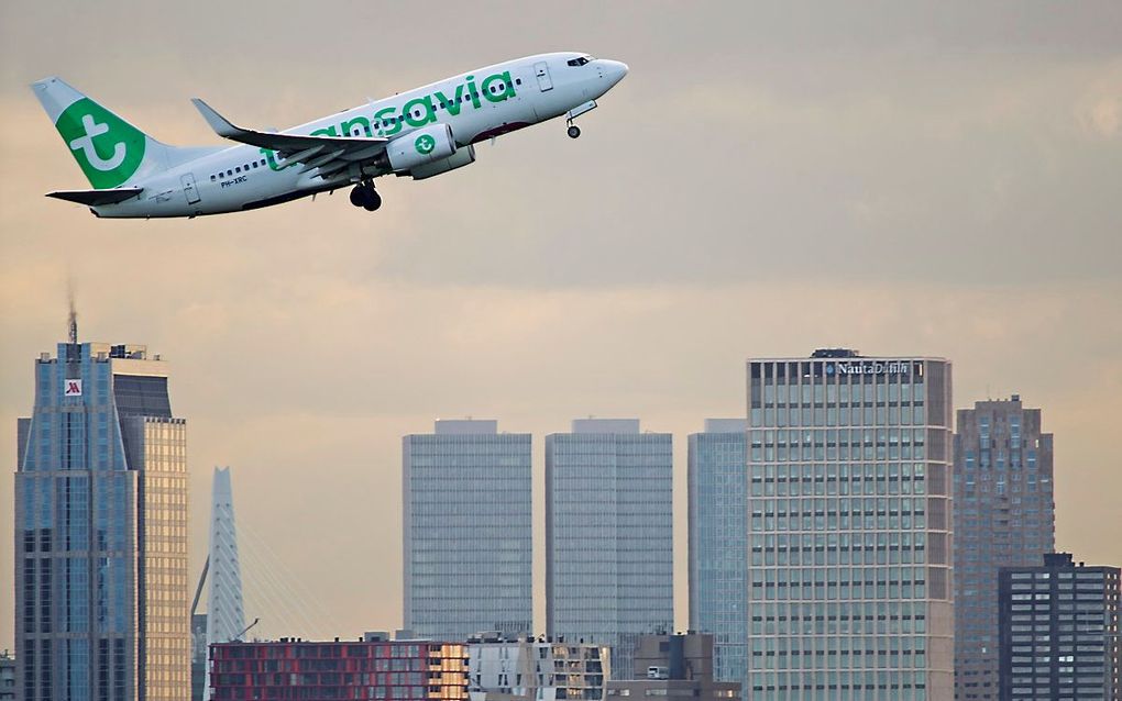 Transavia breidt haar vluchtschema in juni verder uit met twintig bestemmingen. In juli en augustus verwacht de luchtvaartmaatschappij weer een groot aantal vluchten en bestemmingen aan het schema toe te voegen. Beeld ANP, Marten van Dijl