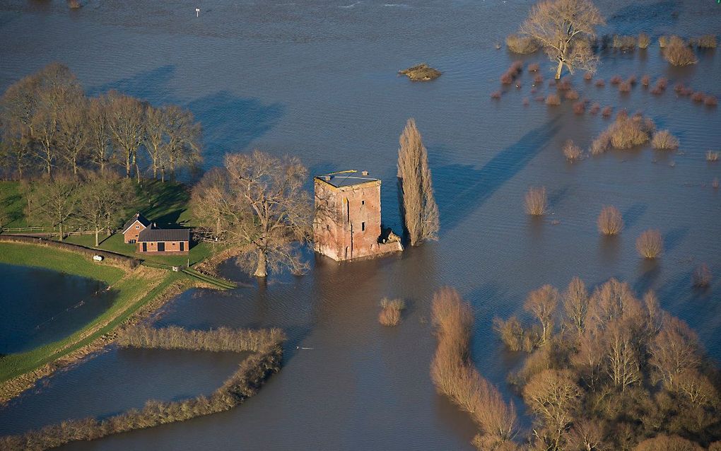 Hoog water in de IJssel tussen Zwolle en Zutphen, in 2018. beeld ANP