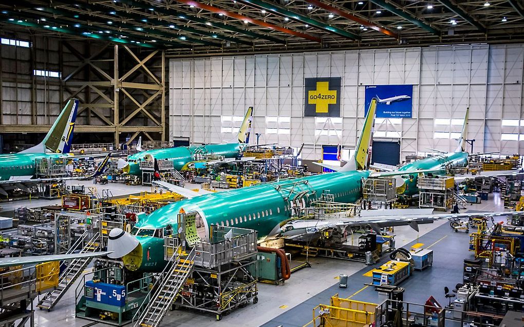 Fabriekshal van Boeing in Renton, VS. beeld ANP