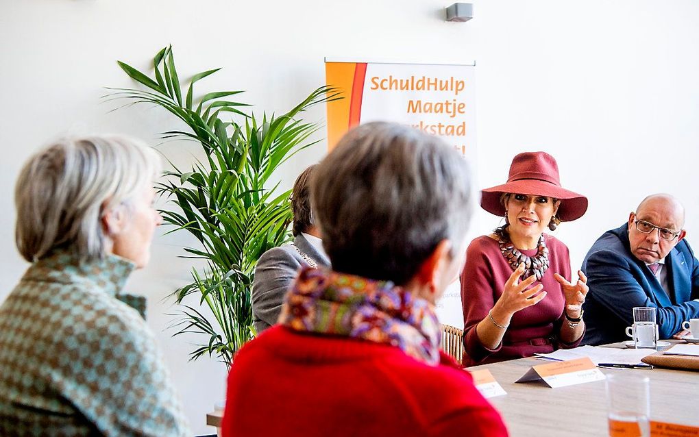 ”Laten we voorkomen dat deze mensen wegzakken in angst en isolement door zorgen over schulden. Laten we mensen weer hoop geven, en moed om verder te gaan, zodat ze het leven weer durven omarmen!", was de centrale boodschap die Máxima had. beeld ANP, Patri