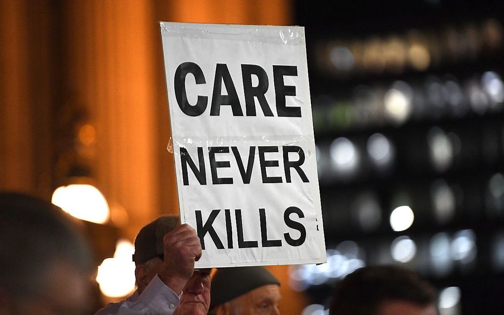 Pro-lifebetogers in Melbourne. beeld EPA