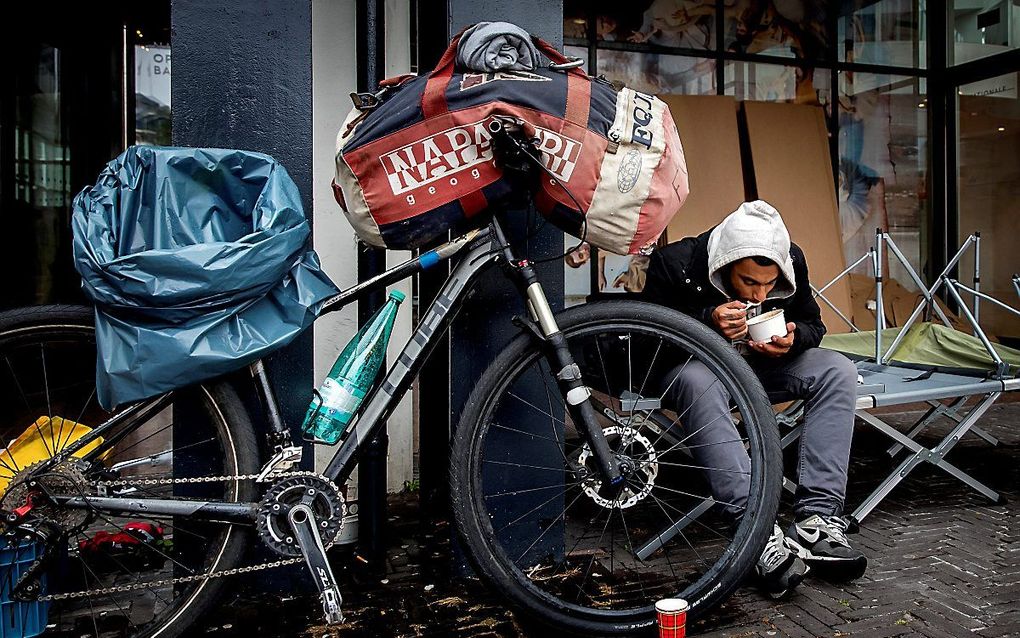 „Het aantal daklozen is sinds 2009 verdubbeld, onder jongvolwassenen verdrievou-digd.” beeld ANP, Koen van Weel