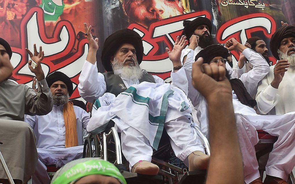 Khadim Hussain Rizvi. beeld AFP