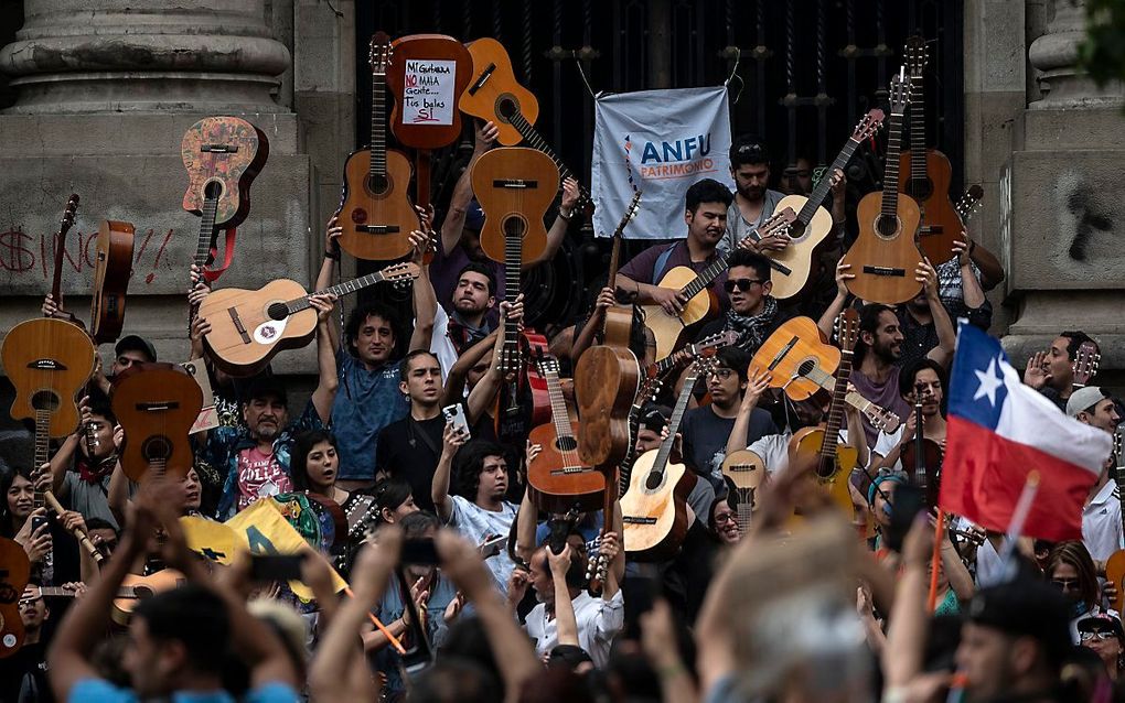 Demonstranten in Chili. beeld AFP