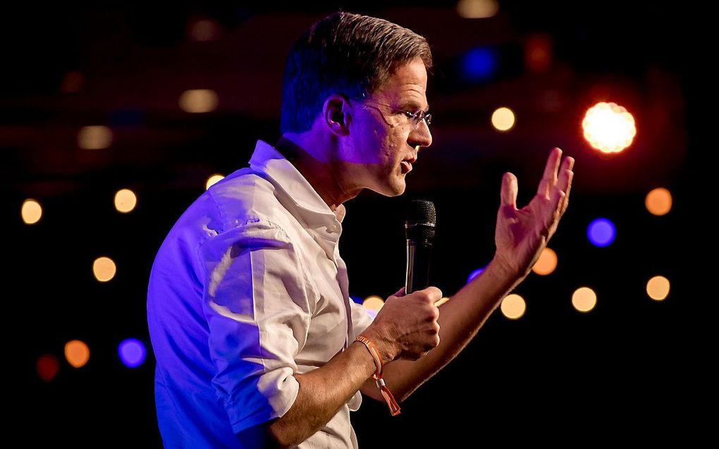 Premier Mark Rutte tijdens de algemene ledenvergadering van de VVD in Arnhem. beeld ANP