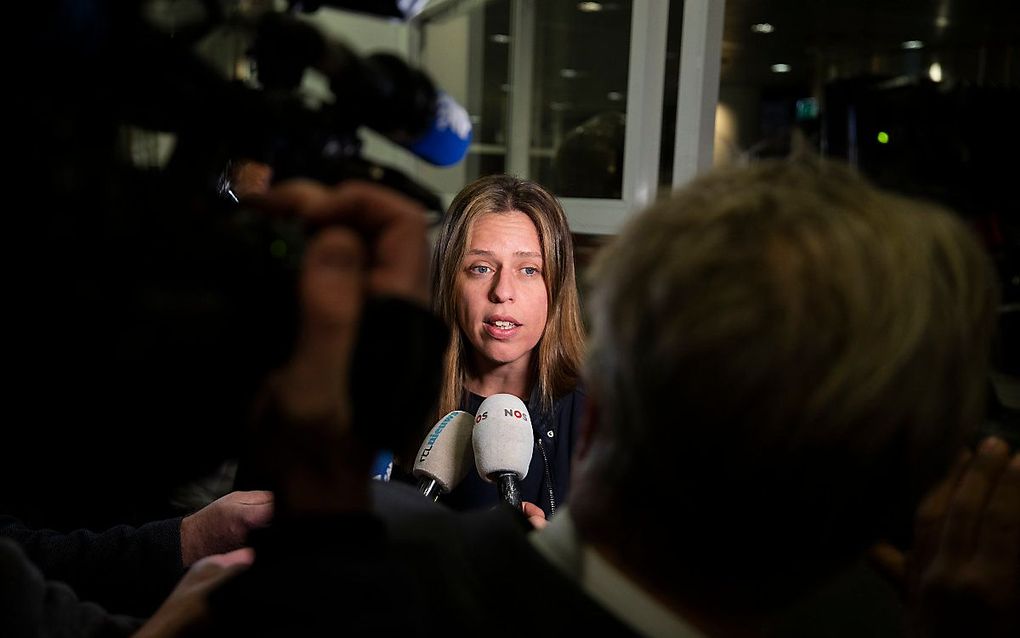 Minister Carola Schouten van Landbouw, Natuur en Voedselkwaliteit komt aan bij het Provinciehuis van Utrecht voor een overleg over stikstof. beeld ANP