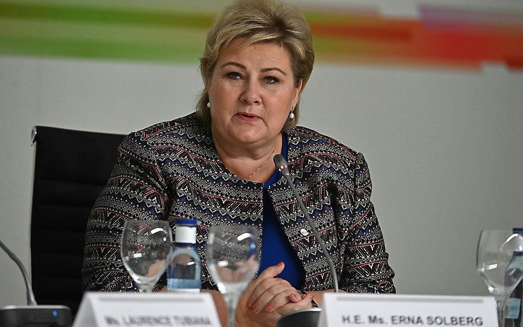 Premier Erna Solberg van Noorwegen. beeld EPA