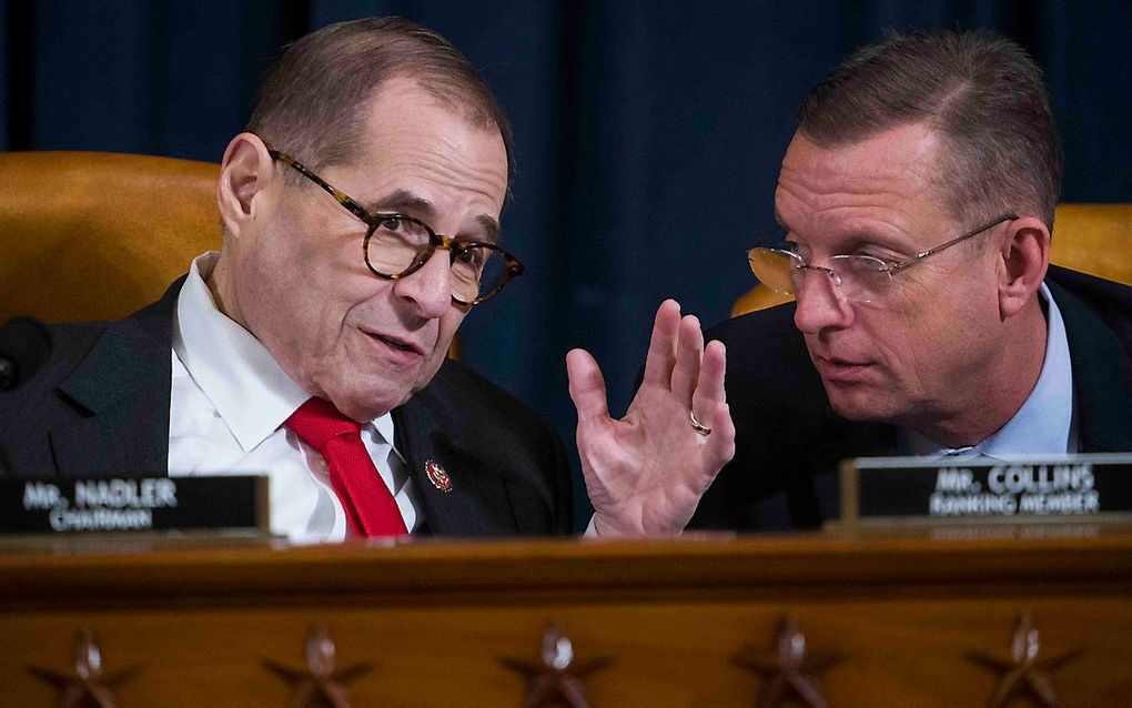 Jerry Nadler (L), voorzitter van de commissie voor Justitie van het Amerikaanse Huis van Afgevaardigden. beeld AFP