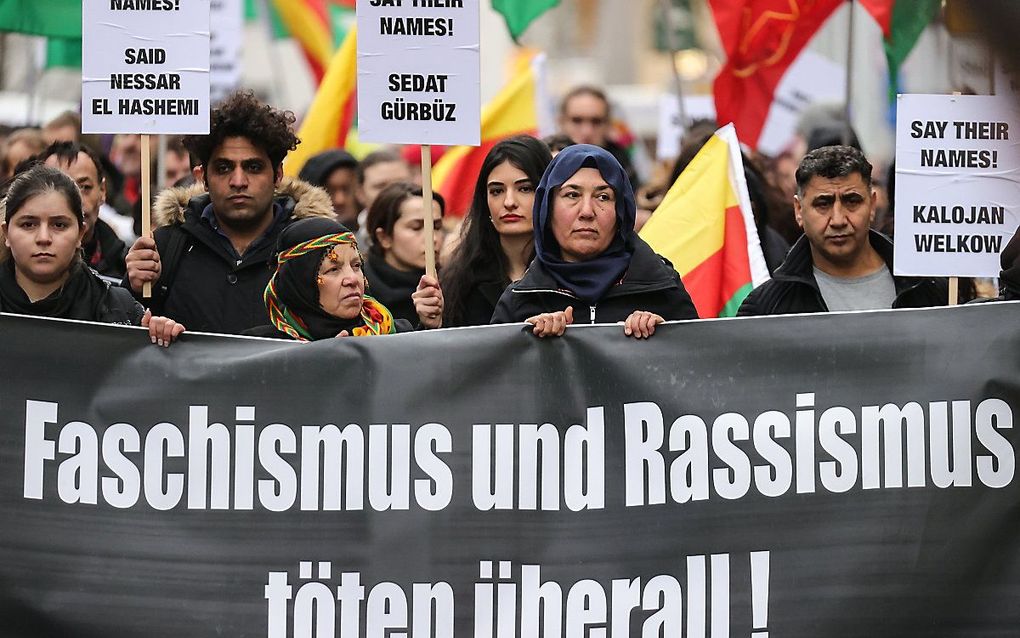 Demonstranten in Hanau. beeld EPA