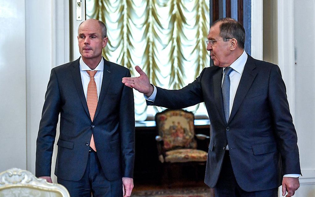 Minister Blok van Buitenlandse Zaken met zijn Russische ambtsgenoot Lavrov in 2018. beeld AFP, Yuri Kadobnov