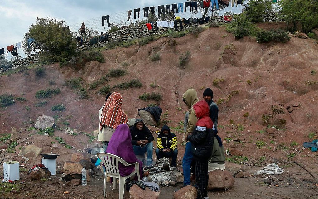 Vluchtelingen op Lesbos, eerder deze maand. beeld AFP