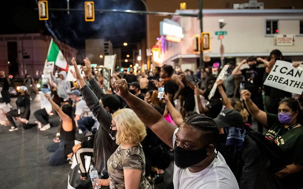 Protest in Las Vegas, afgelopen nacht. beeld AFP