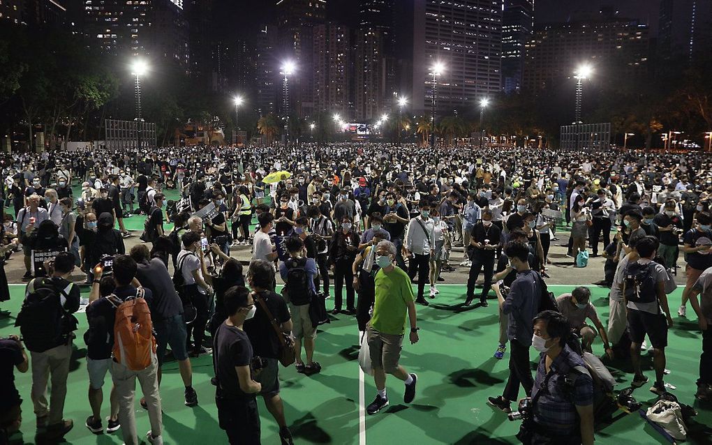 In Hongkong werd op 4 juni het Tiananmenprotest herdacht. beeld EPA