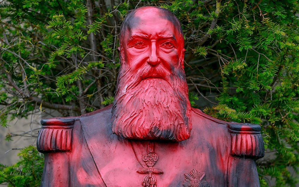 Beklad standbeeld van Leopold II. beeld EPA