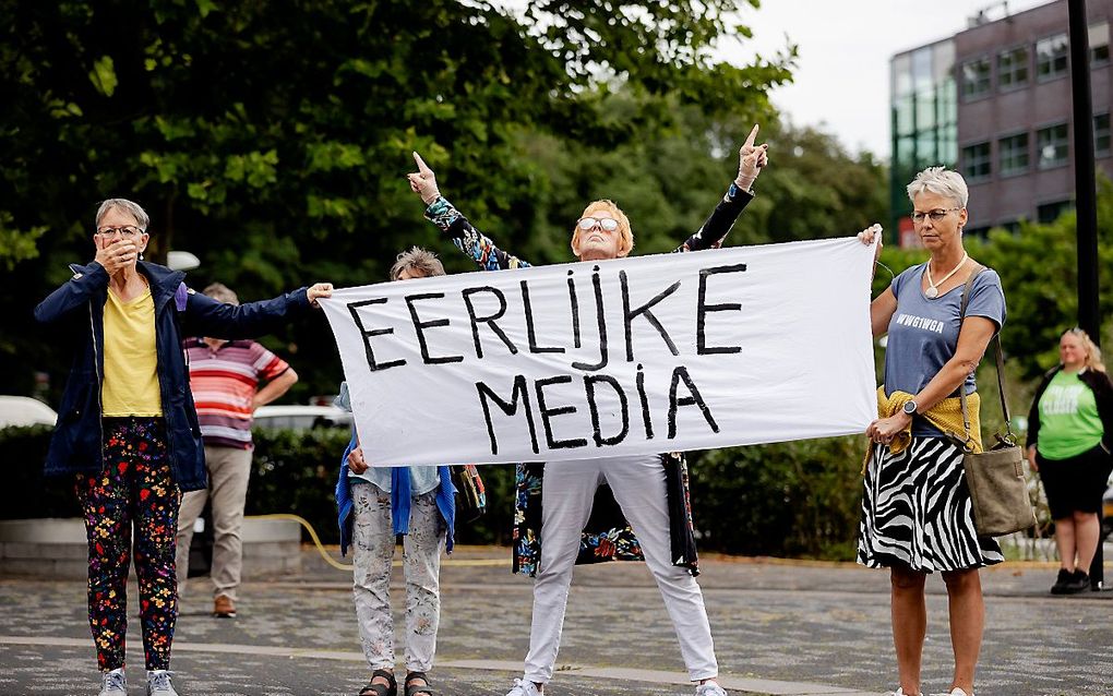 De organisatie kondigt op haar Facebookpagina een protest op 23 augustus aan, gericht tegen de coronamaatregelen. Beeld ANP, Robin van Lonkhuijsen