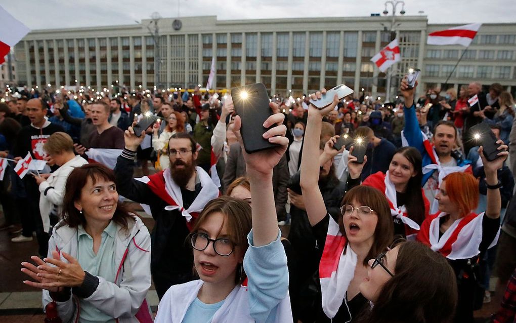 Protest in Minsk. beeld EPA