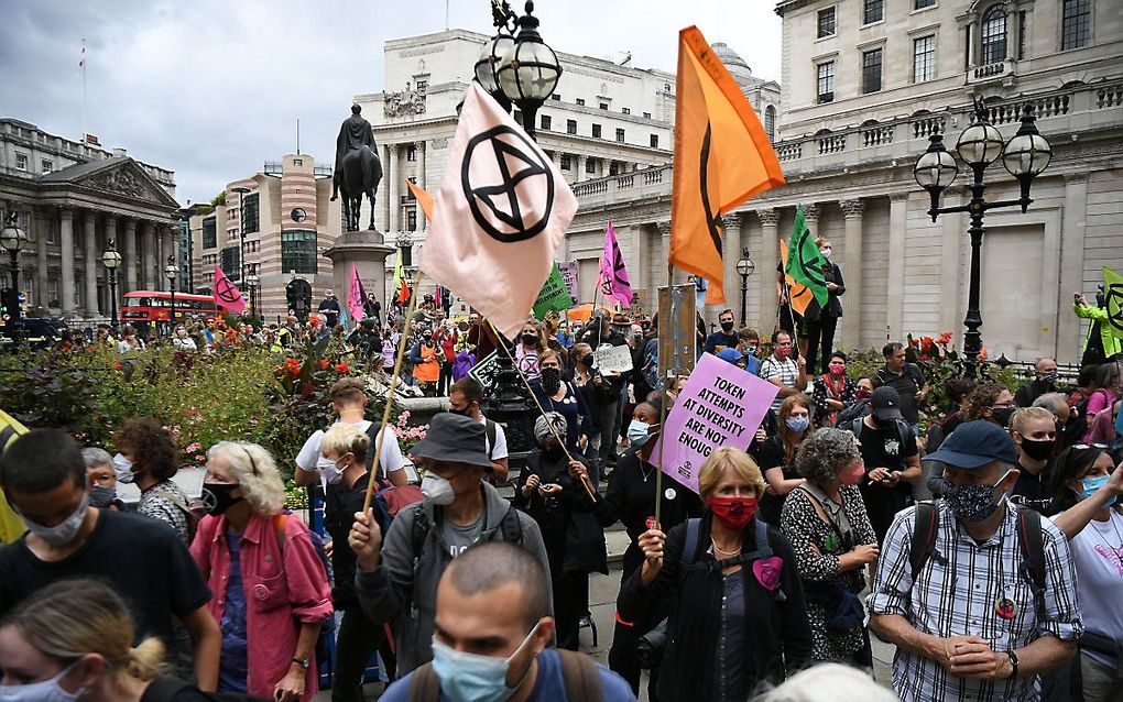 Demonstratie van Extinction Rebellion in Londen. beeld EPA