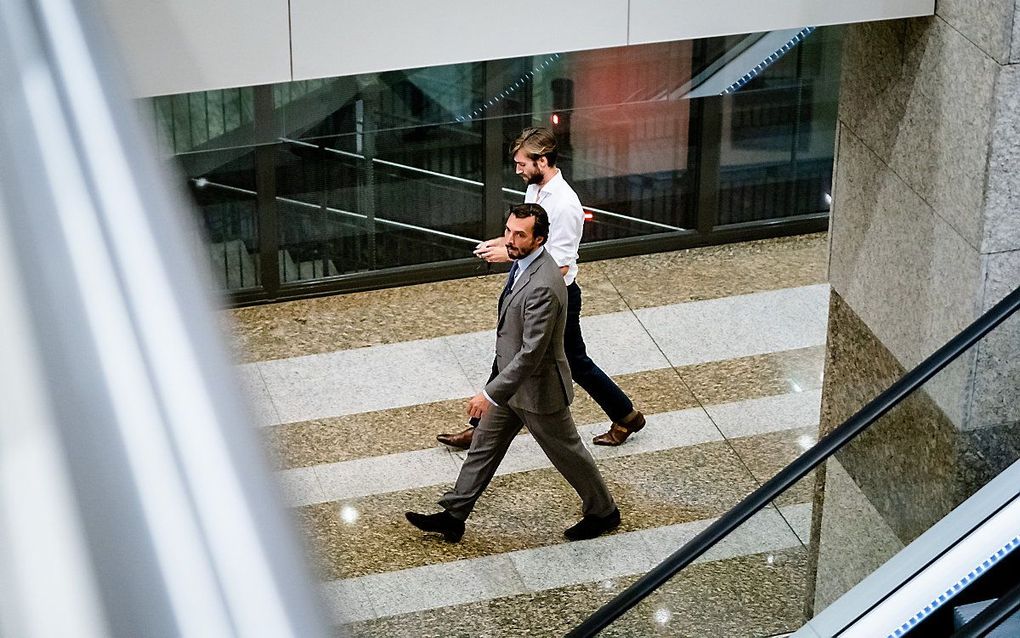 FVD-voorman Thierry Baudet met Freek Jansen. Jansen is medewerker van FVD, voorzitter van JFVD en kandidaat-Kamerlid. beeld ANP, Bart Maat