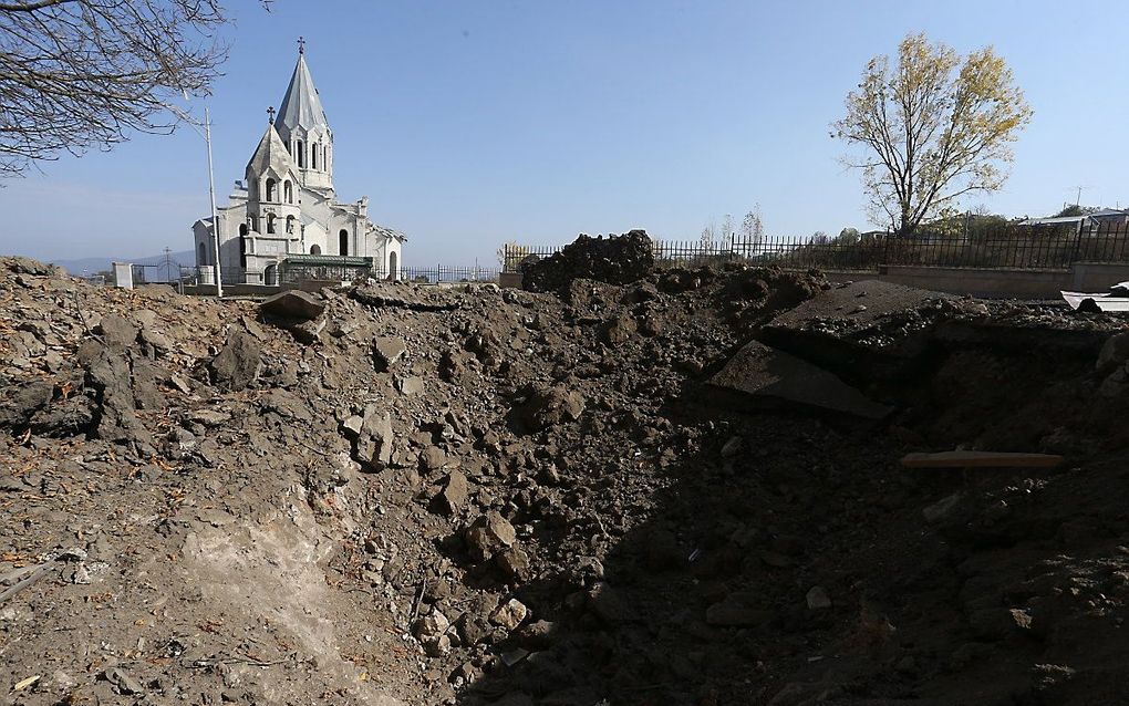 Verwoesting in de stad Shushi. beeld EPA, HAYK BAGHDASARYAN