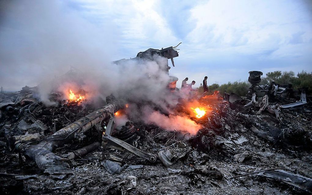 De foto van de Buk-raket is vermoedelijk gemaakt op 17 juli 2014. Op die dag werd vlucht MH17 van Malaysia Airlines, onderweg van Amsterdam naar Kuala Lumpur, neergehaald met zo’n raket. beeld AFP