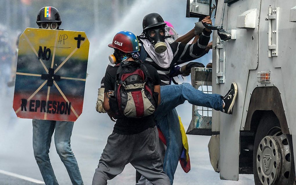 Demonstranten in Caracas. Beeld AFP