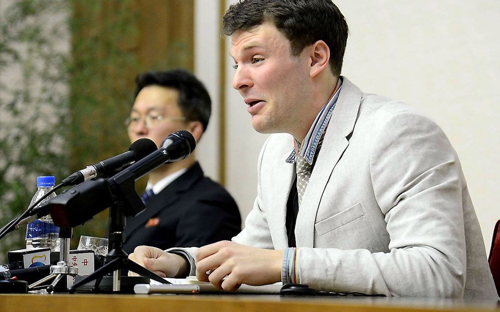 Warmbier in Noord-Korea. beeld AFP