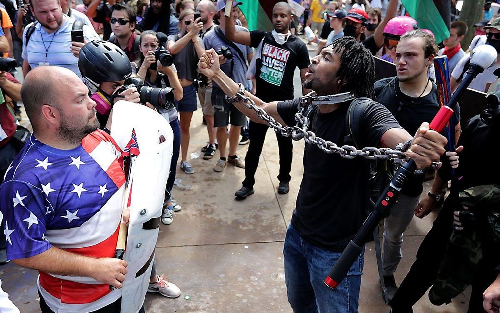 Betogers zaterdag in Charlottesville. beeld AFP