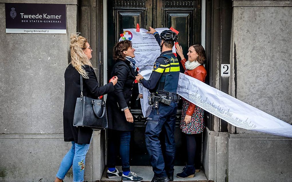 Demonstratie vorige week bij de Stadhouderskamer om het eigen risico in de zorg. beeld ANP