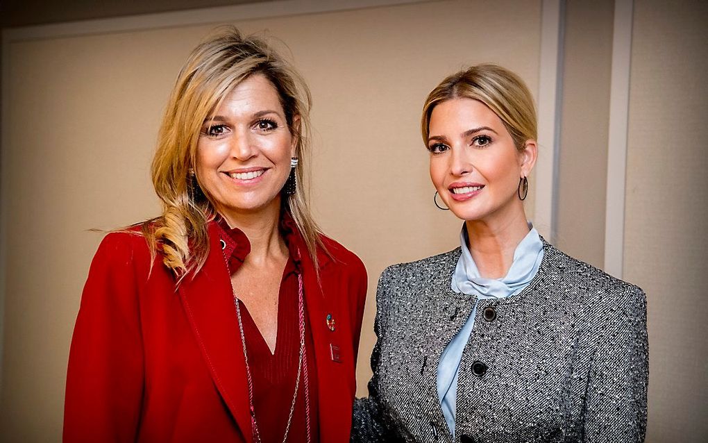 Koningin Maxima tijdens de ontmoeting met Ivanka Trump. beeld ANP