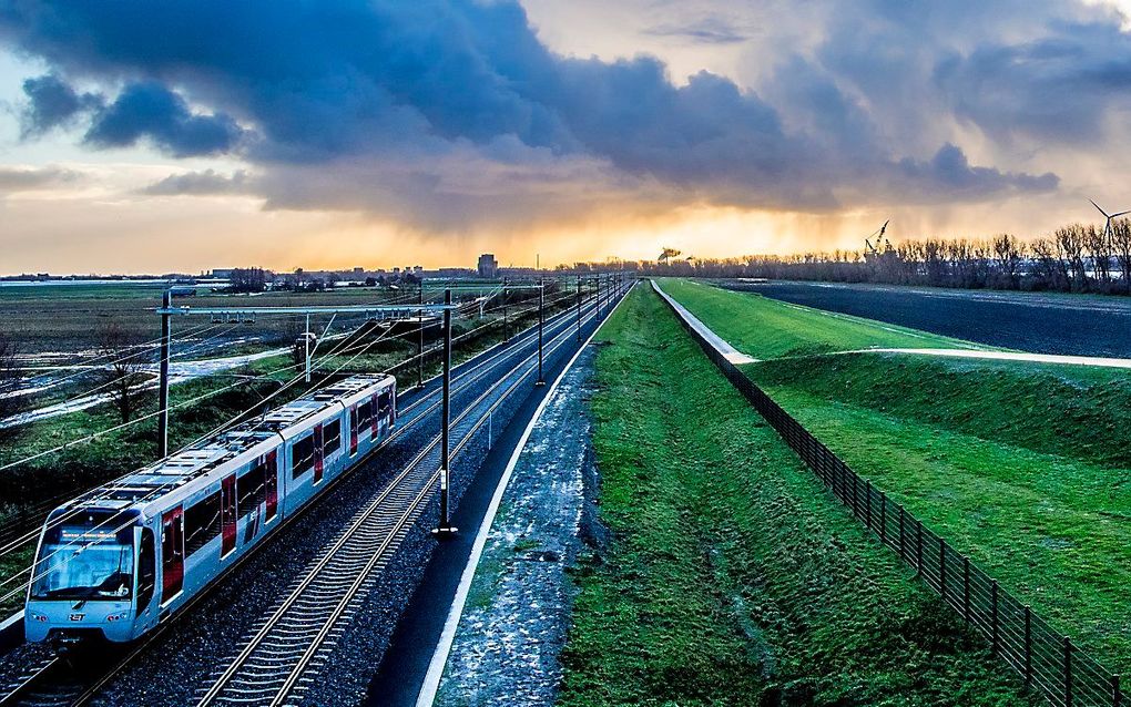 Een testrit op de Hoekse Lijn in 2019. beeld ANP