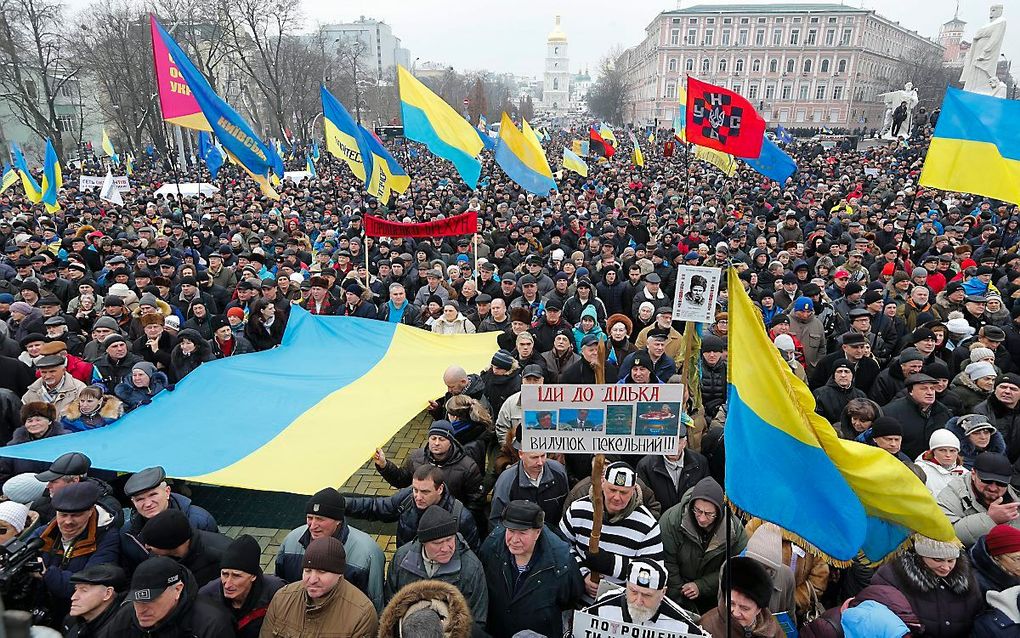 Protest in Kiev. beeld EPA