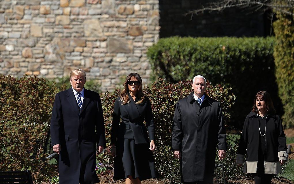 De Amerikaanse president Trump bezocht in maart de begrafenis van Billy Graham. beeld AFP