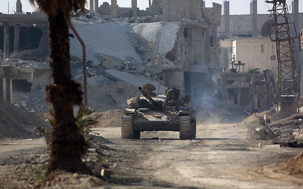 Tank in Oost-Ghouta. beeld AFP