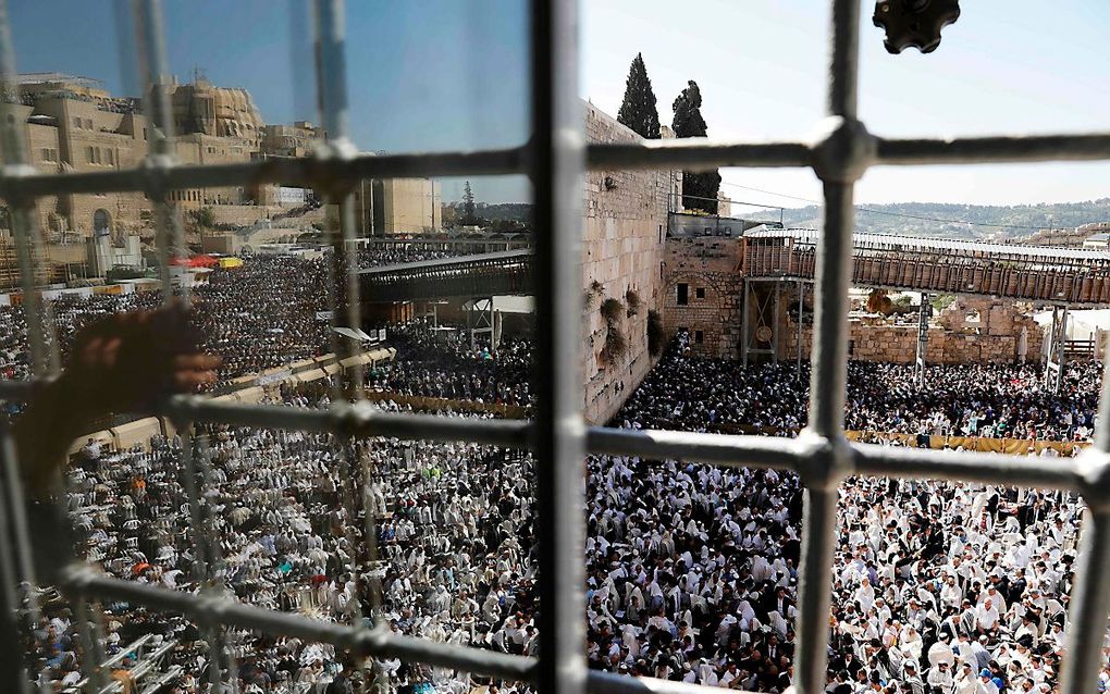 Pesach bij de Klaagmuur in Jeruzalem. beeld AFP