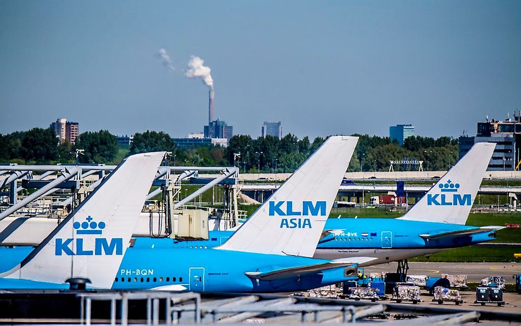 KLM-vliegtuigen op Schiphol. beeld ANP