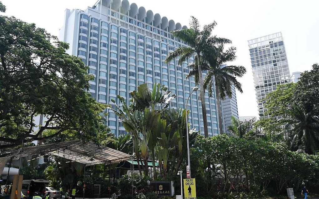 Het hotel in Singapore waar de top moet plaatsvinden. beeld AFP