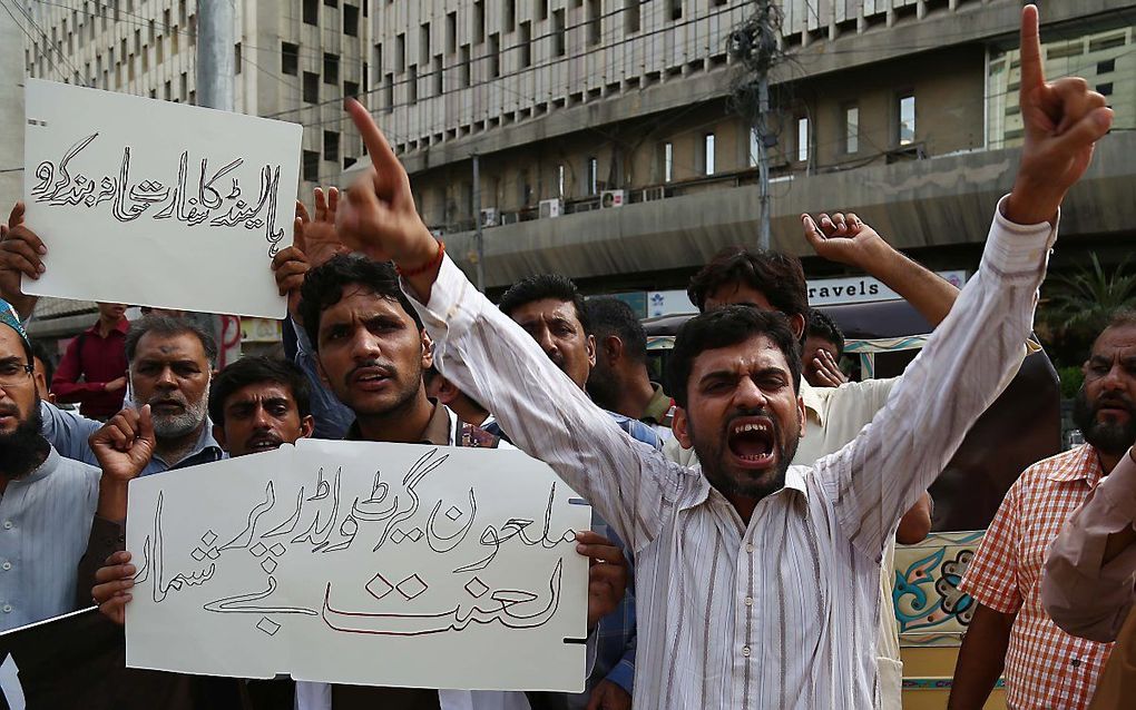 In Pakistan werd er geprotesteerd tegen de geplande cartoonwedstrijd. Beeld EPA