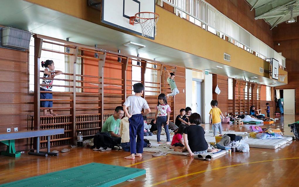 Opvang in een gymzaal. beeld EPA