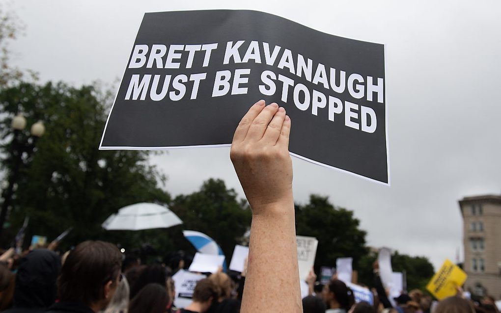 Protest tegen de benoeming van Kavanaugh. beeld AFP