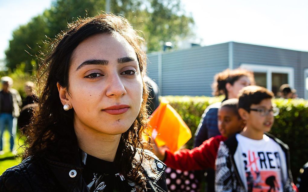 Hayarpi tijdens het protest in Katwijk. beeld ANP