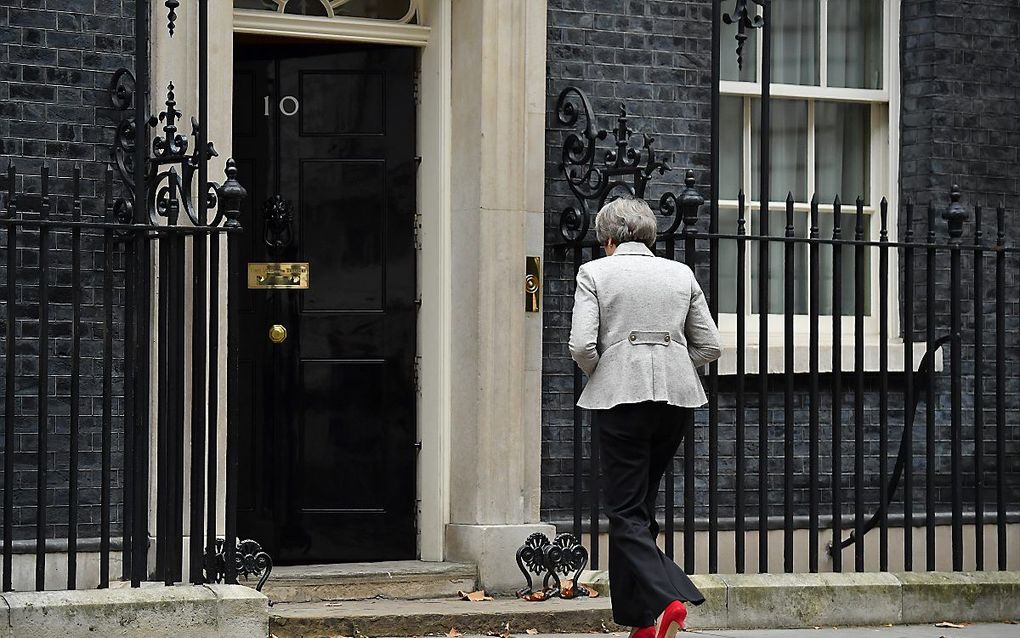 May na haar verklaring over de brexit op donderdag. beeld AFP