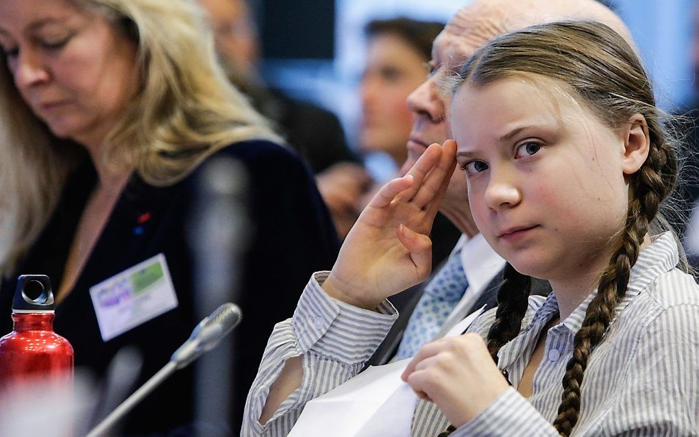 Greta Thunberg sprak vanochtend voor EU-politici. beeld AFP