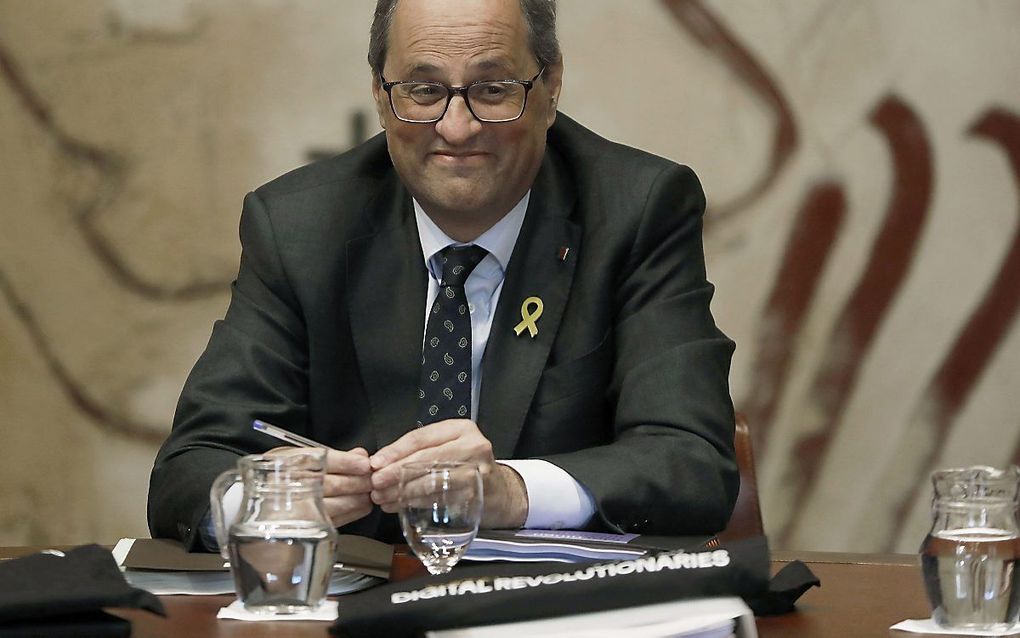 Quim Torra, de separatistische premier van Catalonië. beeld EPA