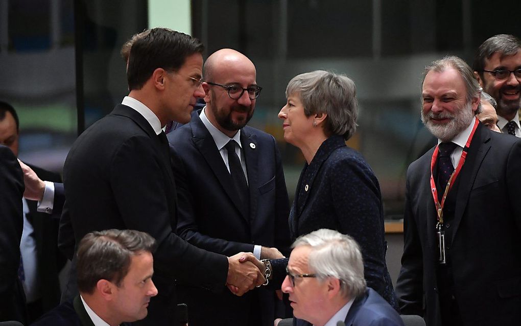 Rutte ontmoet May donderdag in Brussel. beeld AFP