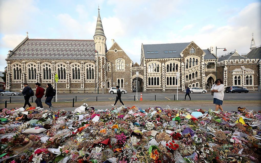 Bloemenzee in Christchurch. beeld AFP