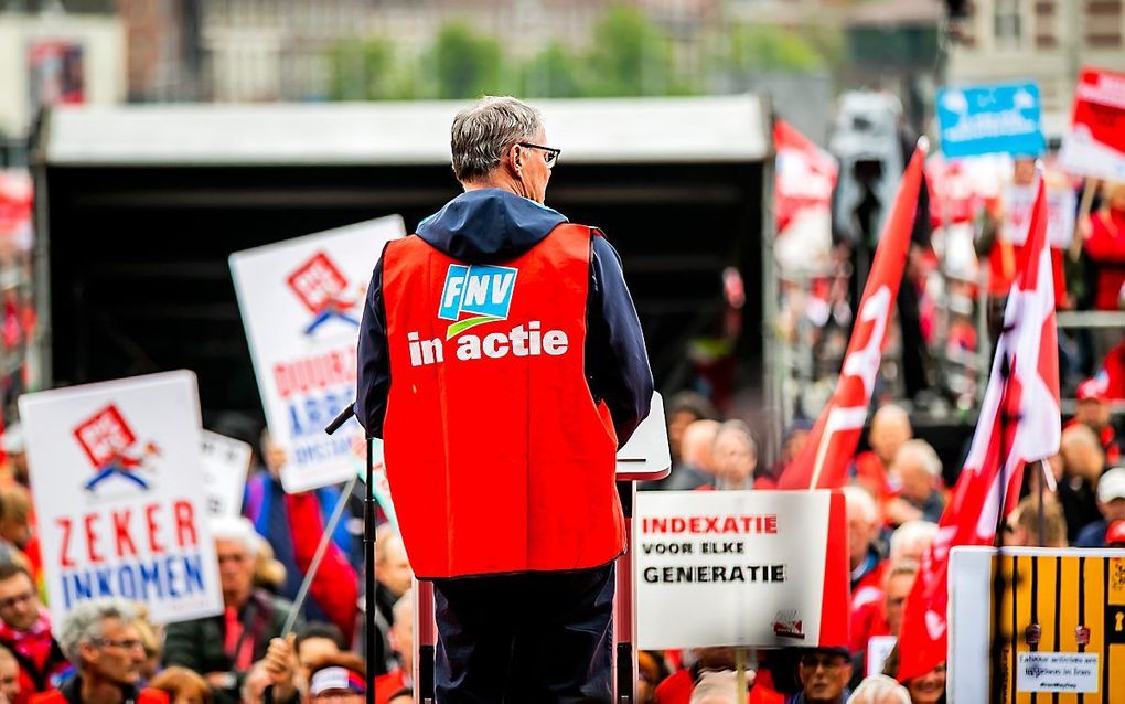 Demonstratie van vakbond FNV in Amsterdam, op de Dag van de Arbeid.  beeld ANP, Remko de Waal