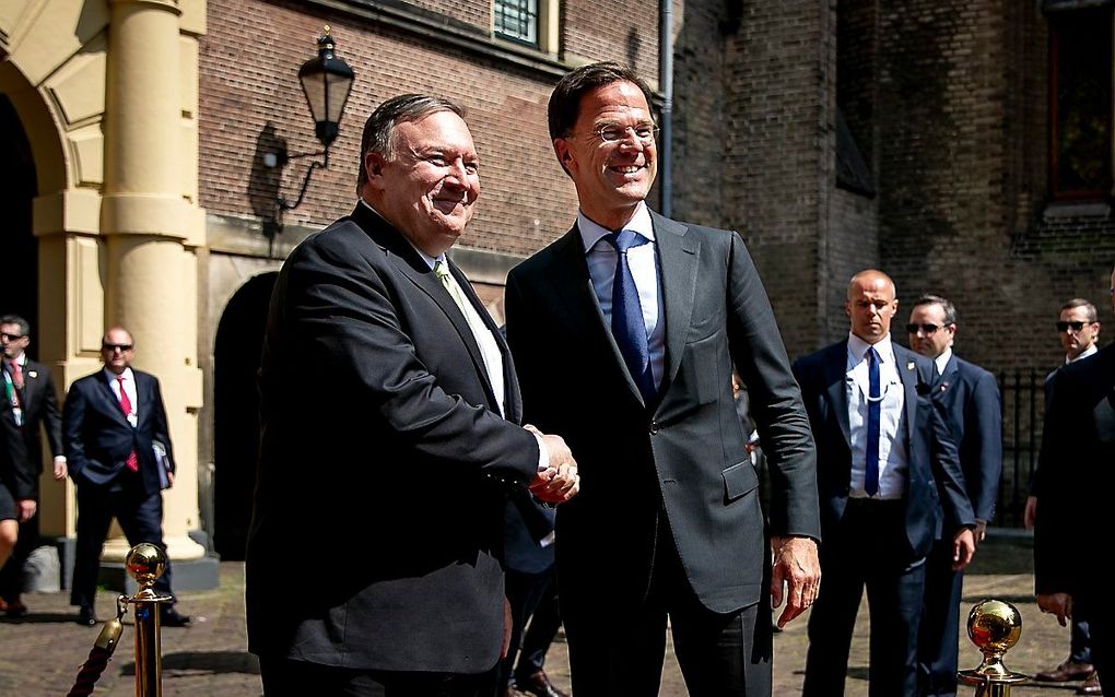 Pompeo en Rutte eerder vandaag op het Binnenhof. beeld ANP